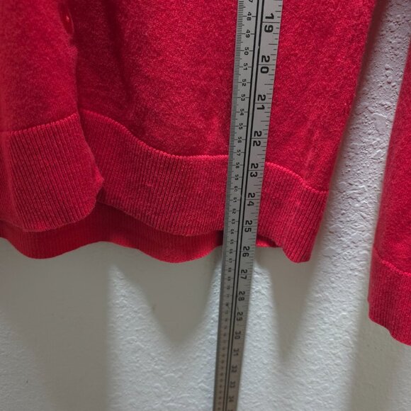 Loft Red Cotton V-Neck Button Cardigan Sweater | Size Small - Picture 6 of 12
